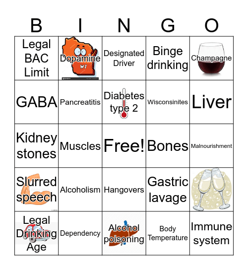 Alcohol Awareness Bingo!  Bingo Card