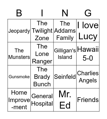 TV Theme Song Bingo Card