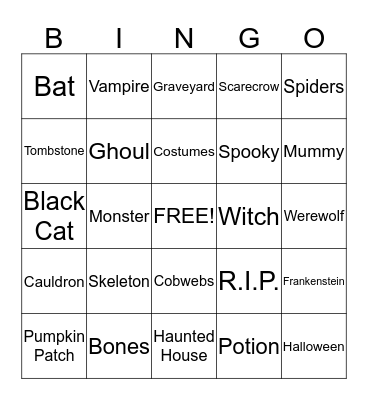 Halloween Bingo Card