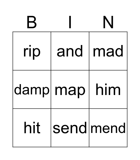 Week 7 Bingo Card