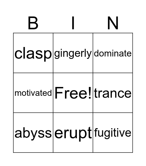 Ghost Ch. 7-10 Bingo Card