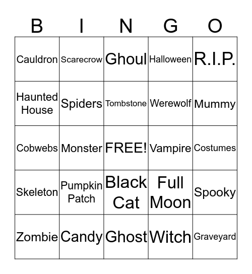 Halloween Bingo Card