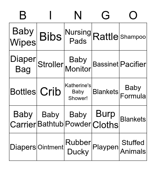 Baby Bingo! Bingo Card