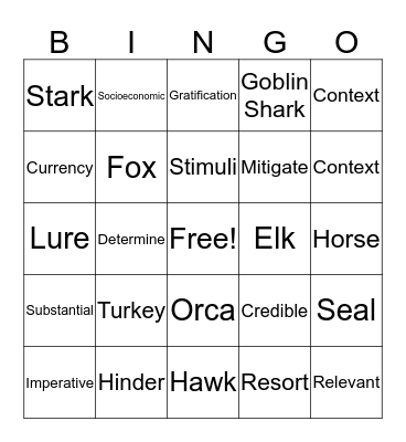 Vocab  Bingo Card