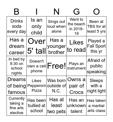 BINGO! Bingo Card