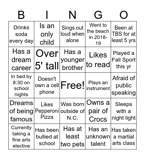 BINGO! Bingo Card