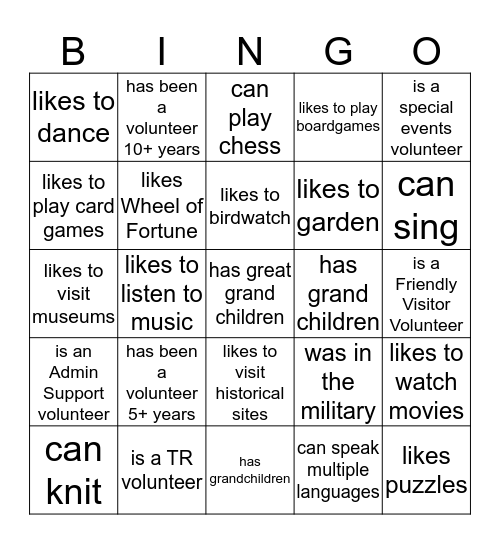 We'd Be Lost Without You Bingo Card