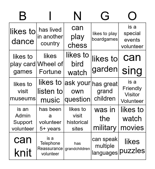 We'd Be Lost Without You Bingo Card