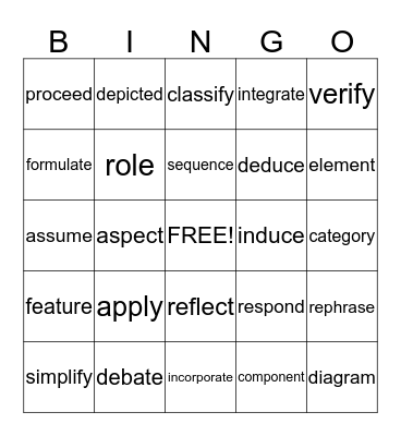 Academic Vocabulary Bingo Card