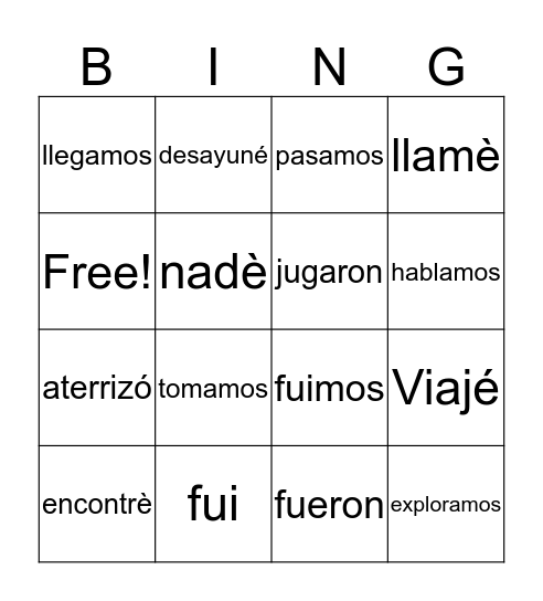 j Bingo Card