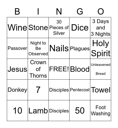 Spring Holy Day Bingo Card