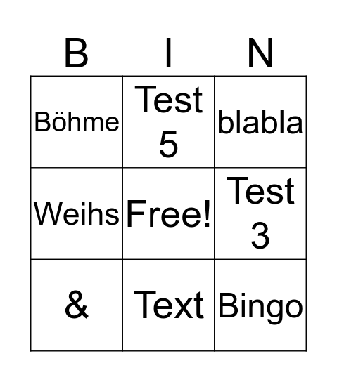 BW BingoUntitled Bingo Card