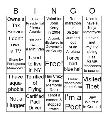 Thomas Bingo Card