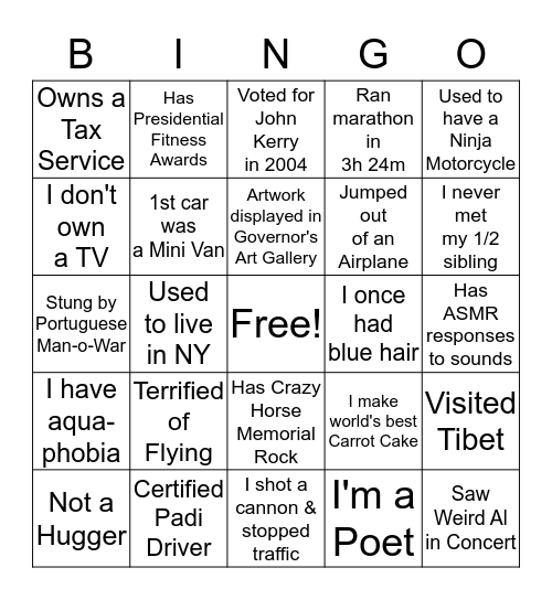 Thomas Bingo Card