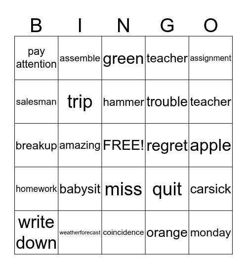 Untitled Bingo Card