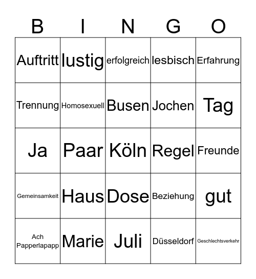 Busen Bingo Card