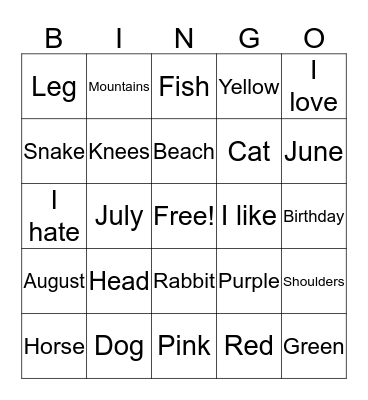 French 1st Quarter Vocabulary (2) Bingo Card