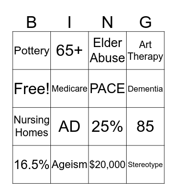 Elderly Bingo Card