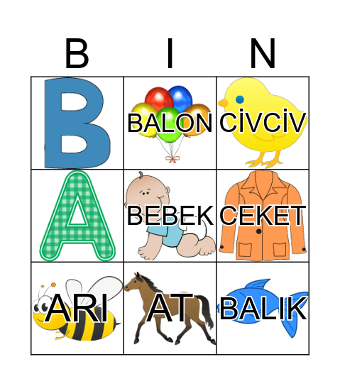 ALFABE BINGO Card