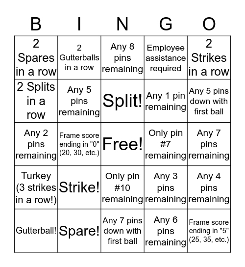 Mandatory FUNDatory Bowling Bingo! Bingo Card