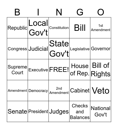 Government Bingo Card