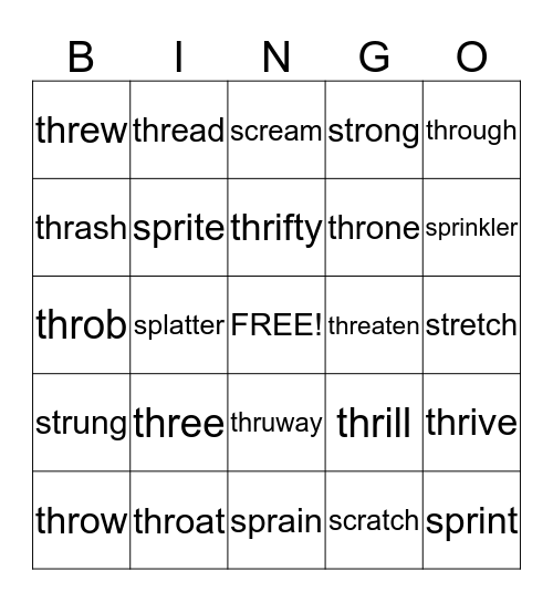 3 letter blends Bingo Card