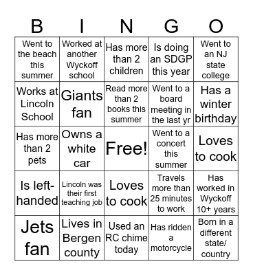 Lincoln Staff Bingo! Bingo Card