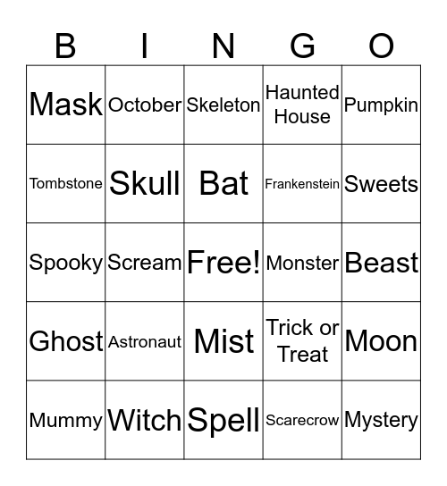 Halloween Bingo Card