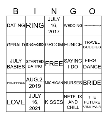 COME PLAY WITH THE FUTURE MR. & MRS! Bingo Card