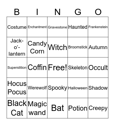 Halloween Bingo Card