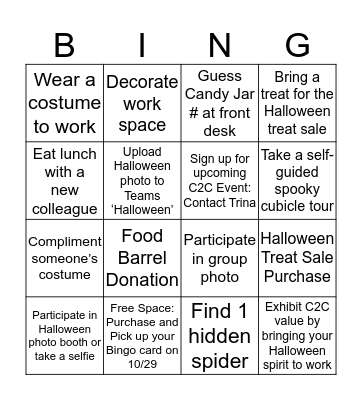 Halloween Giving Campaign Bingo Card