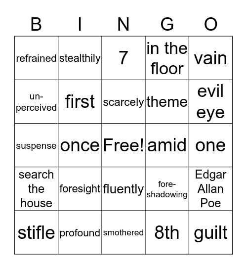 "The Tell-Tale Heart" Bingo Card