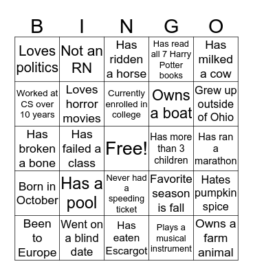 Care4U Bingo Card
