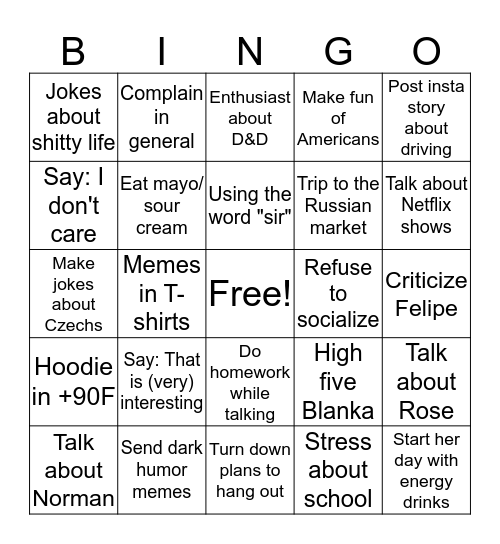 Blanka's Bingo Card