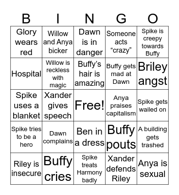 Buffy S5 Bingo Card