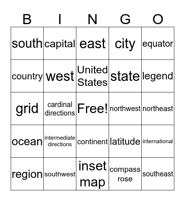 Geography Bingo Card