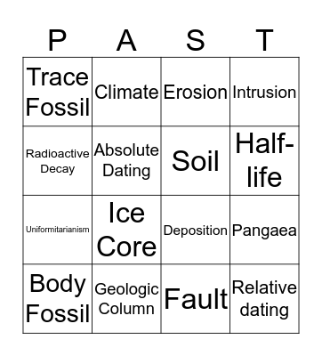 Earth's History Bingo Card