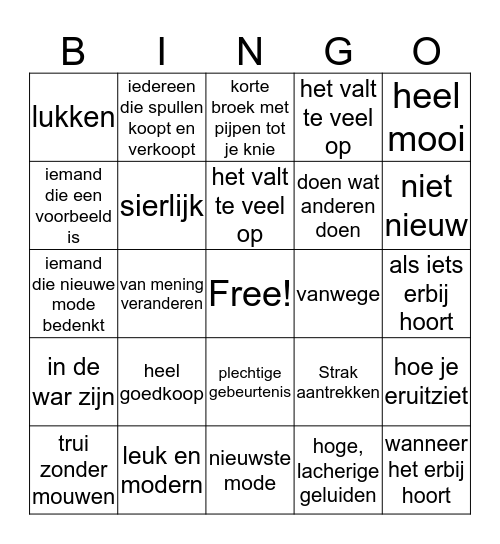 Woordenschat BINGO Card