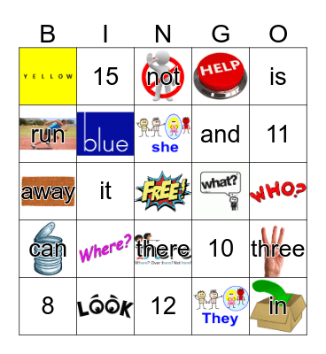 Sight Words Bingo Card