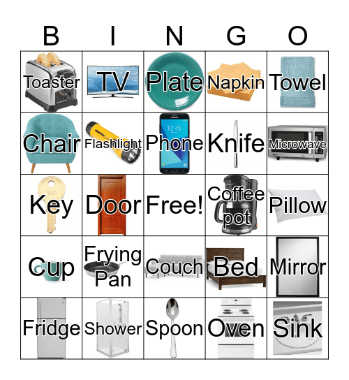 Home-Items Bingo Card