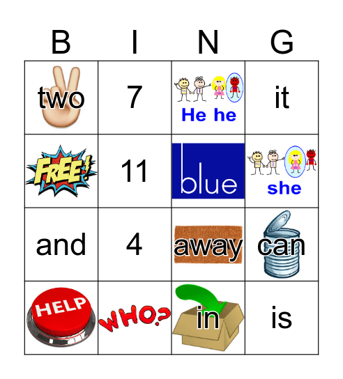 Sight Words Bingo Card