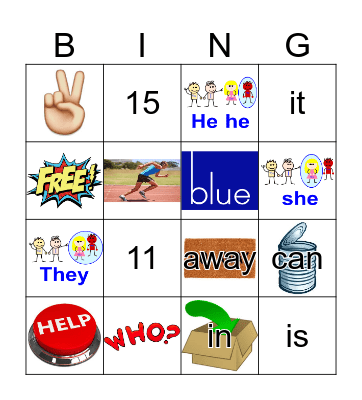 Sight Words Bingo Card