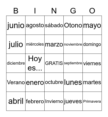 El Calendario Bingo Card