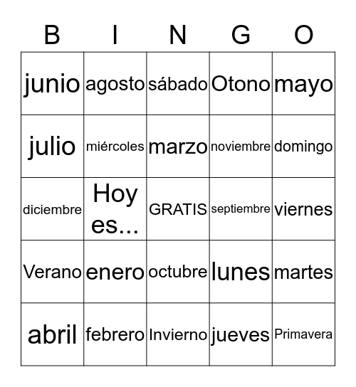 El Calendario Bingo Card