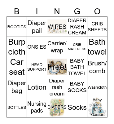 BABY SHOWER Bingo Card