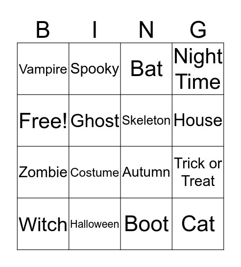 Halloween Bingo Card