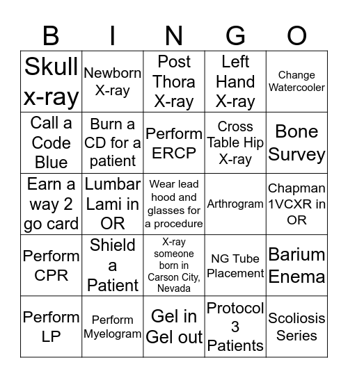 Radiology Week Bingo Card