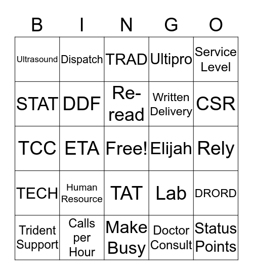 TRIDENT CARE BINGO Card