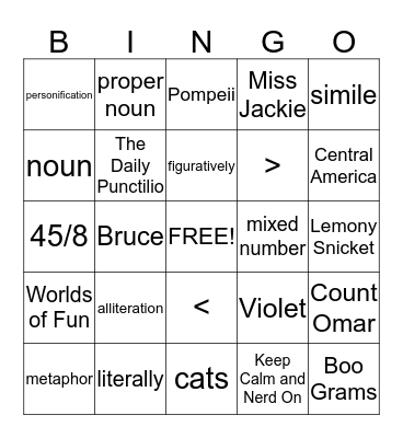 Our Year Bingo Card