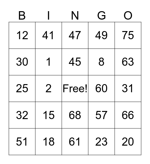 BE DRUG FREE Bingo Card